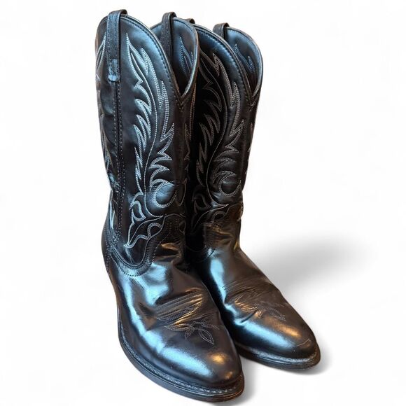 Laredo Shoes - Laredo Black Leather Western Cowboy Boots Women’s 8.5M Embroidered Cowgirl Boots